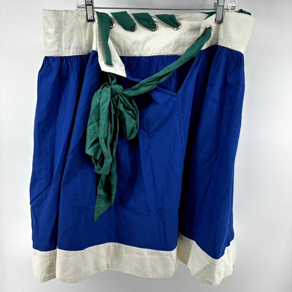 By Anthropologie Sleeveless Whipstitch Mini Dress 100% Cotton Blue Green L NWT - Picture 7 of 7